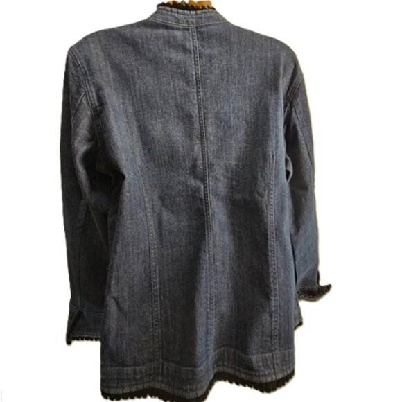 Additions by chicos denim jacket w/black velvet trim size 2 - Picture 5 of 5